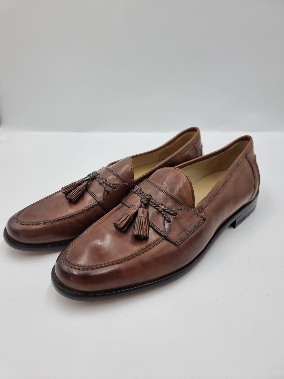 Johnston & Murphy Hayes Tassel cognac Leather Loafer Shoes Mens Size 13 M