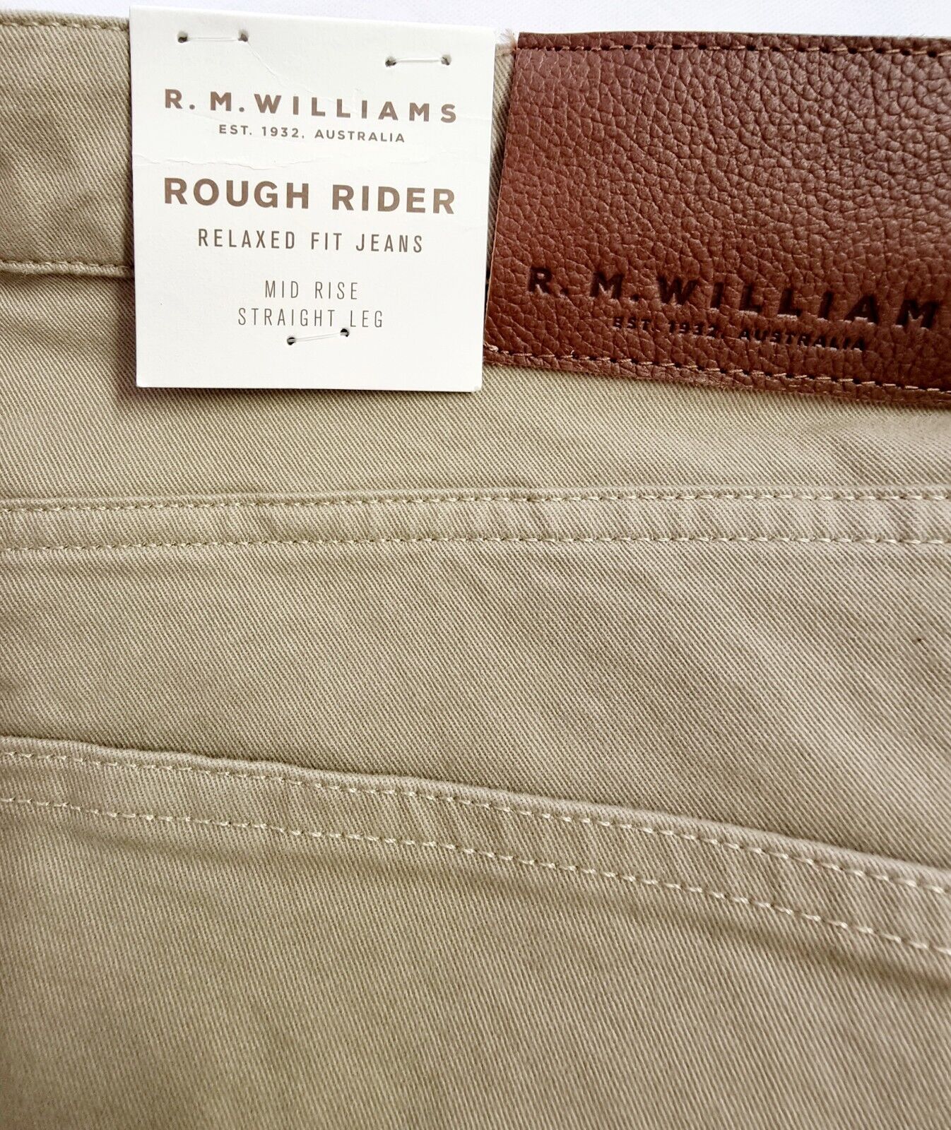 R.M. Williams Rough Rider Sand Relaxed Fit Straight Leg Pants Men's Size 42 NEW