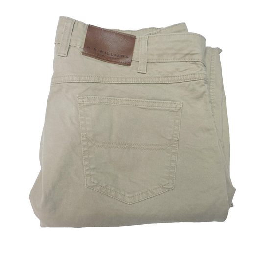 R.M. Williams Jeans Men's 37x32 Beige Straight Regular Stretch Denim Logo