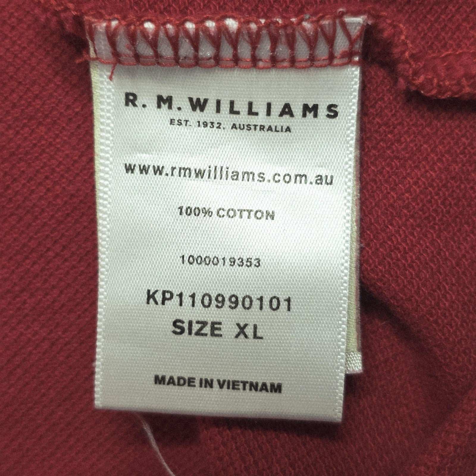 R.M. Williams Shirt Men's XL Red Short Sleeve Cotton Polo Embroidered Casual