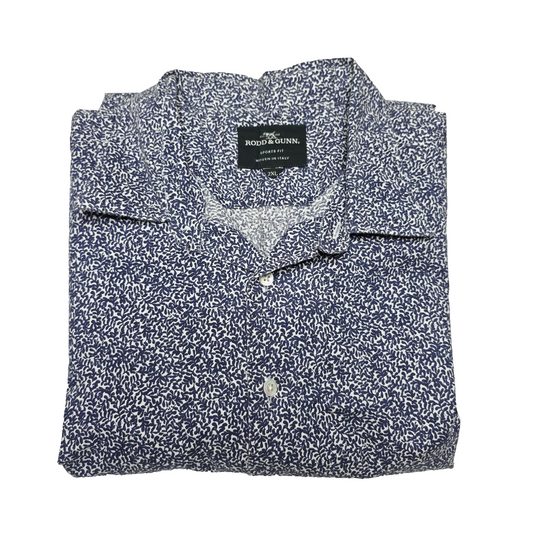 Rodd & Gunn Shirt Mens 2XL Blue Floral Long Sleeve Italian Fabric Sports Fit