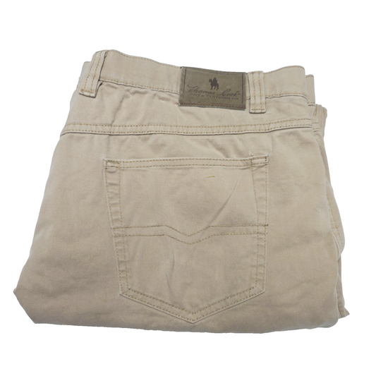 Thomas Cook Jeans Men's 42x31 Beige Khakis Stretch Zip Fly Comfort Waist