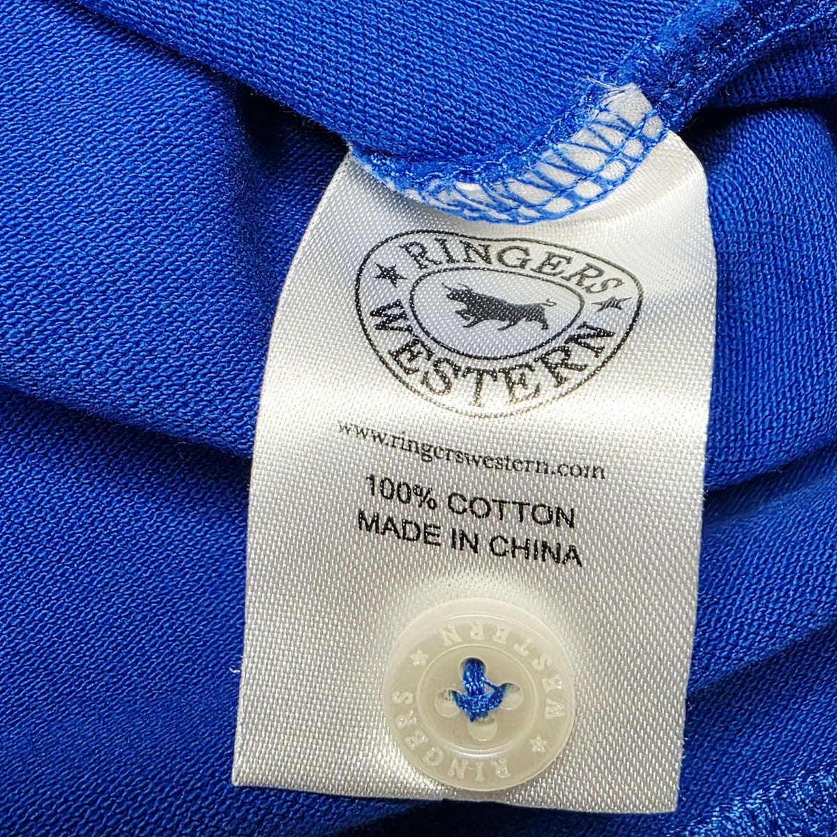 Ringers Western Polo Shirt Women's 14 Blue Short Sleeve Classic Fit Cotton Logo
