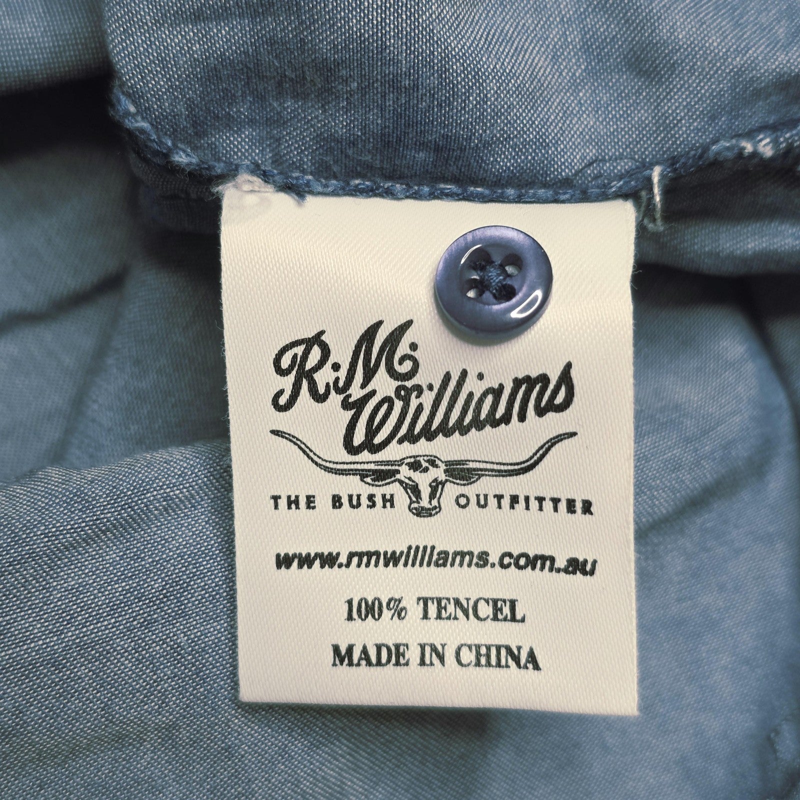 R.M. Williams Shirt Women's 14 Blue Sleeveless Button Up Tencel Chambray Tunic