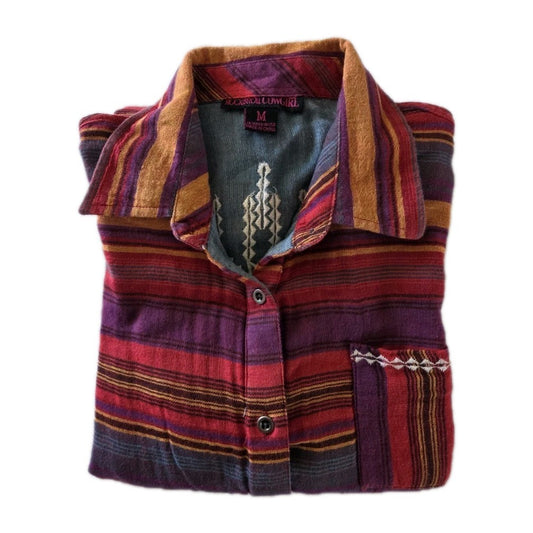 Rock & Roll Cowgirl Western Aztec Long Sleeve Shirt Ladies Size M