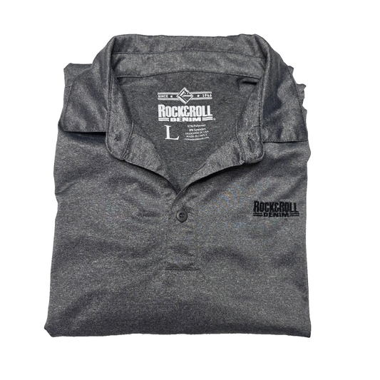 Rock & Roll Denim Shirt Men's Large Grey Performance Polo Stretch