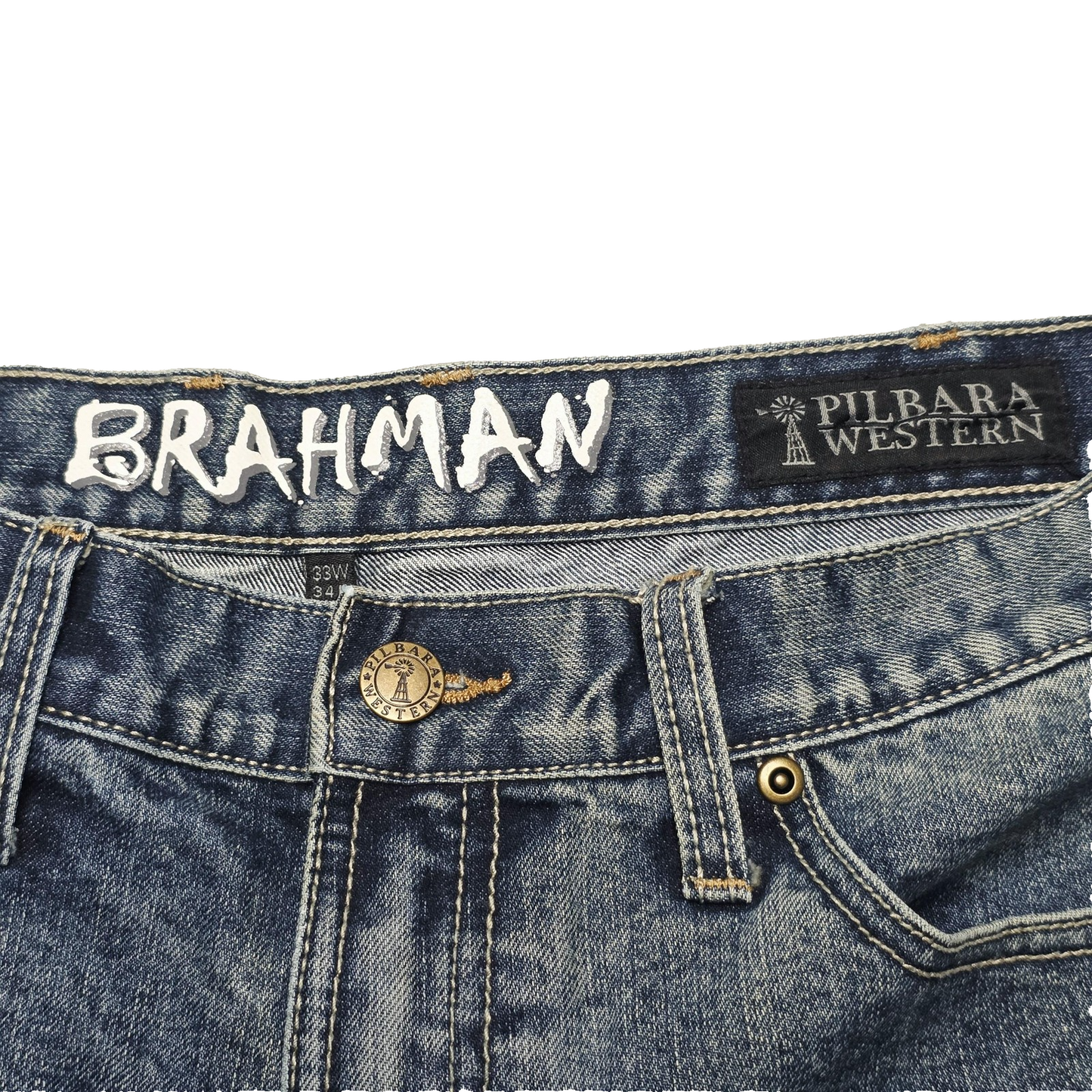 Ritemate Pilbara Western Brahman Jeans Mens 33x32 Blue Straight Regular Stretch