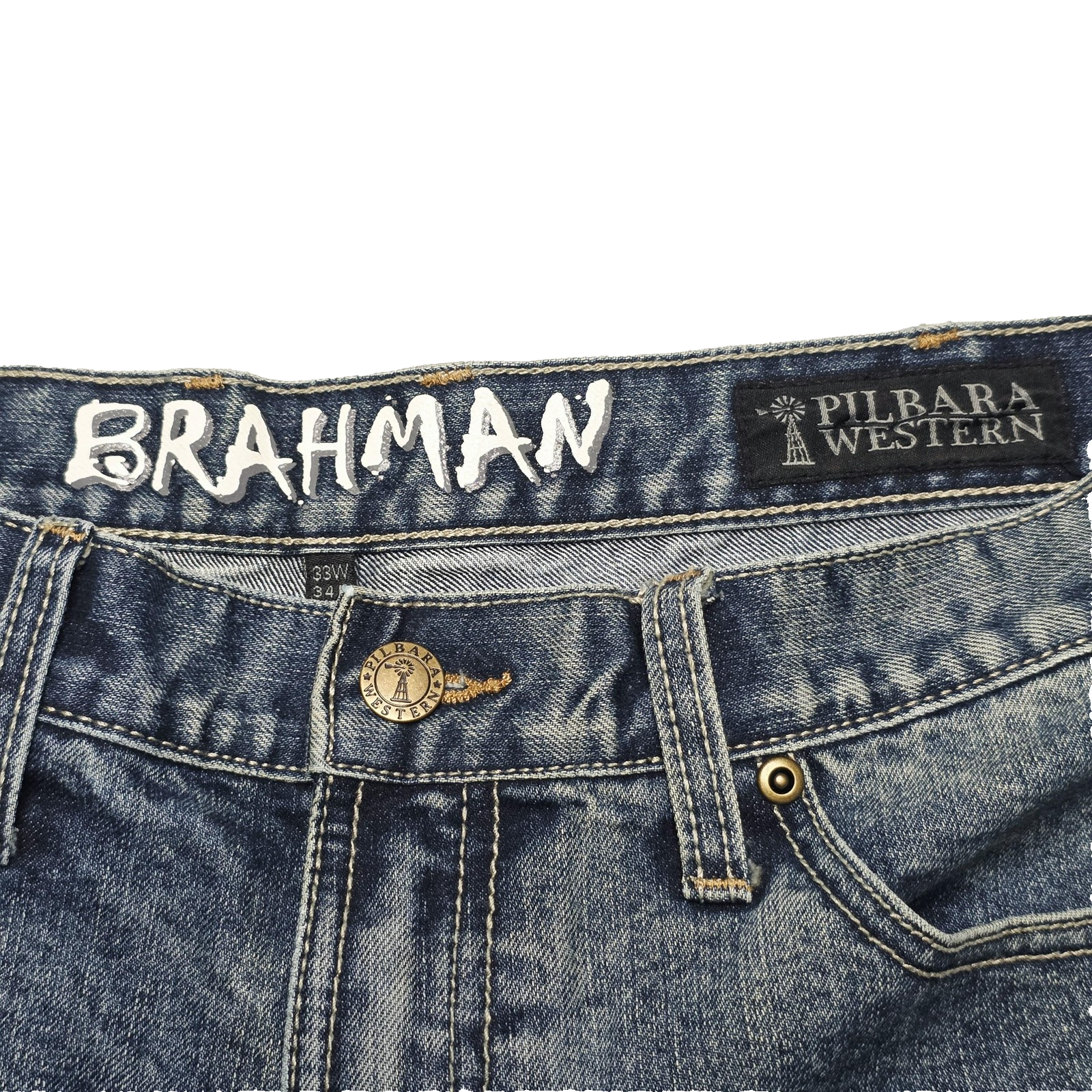Ritemate Pilbara Western Brahman Jeans Mens 33x32 Blue Straight Regular Stretch