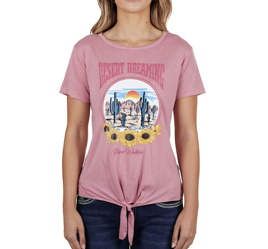 Pure Western Women's Harper Tee Rose - NEW - Size 10