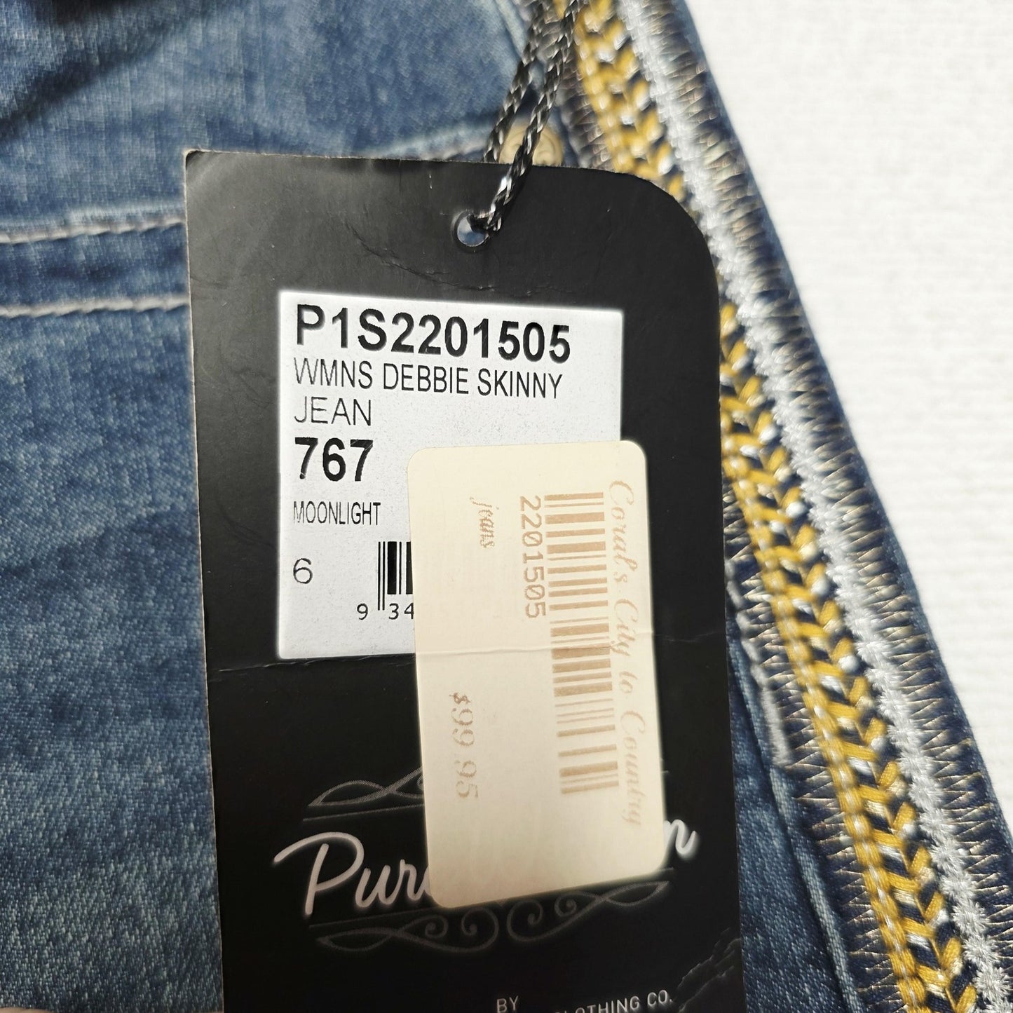 Pure Western Jeans Women's 6 Blue Skinny Stretch Denim Embroidered Debbie
