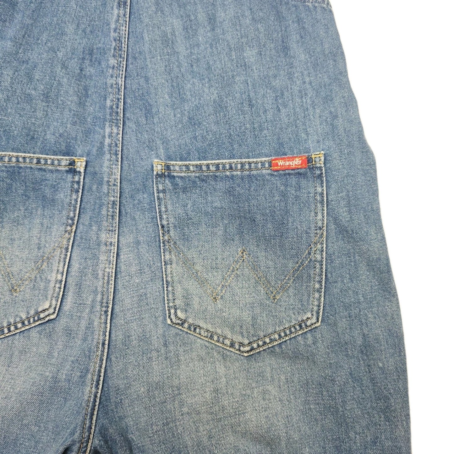 Wrangler Dungaree Shorts Women's 10 Blue Denim Adjustable Strap Casual Pockets