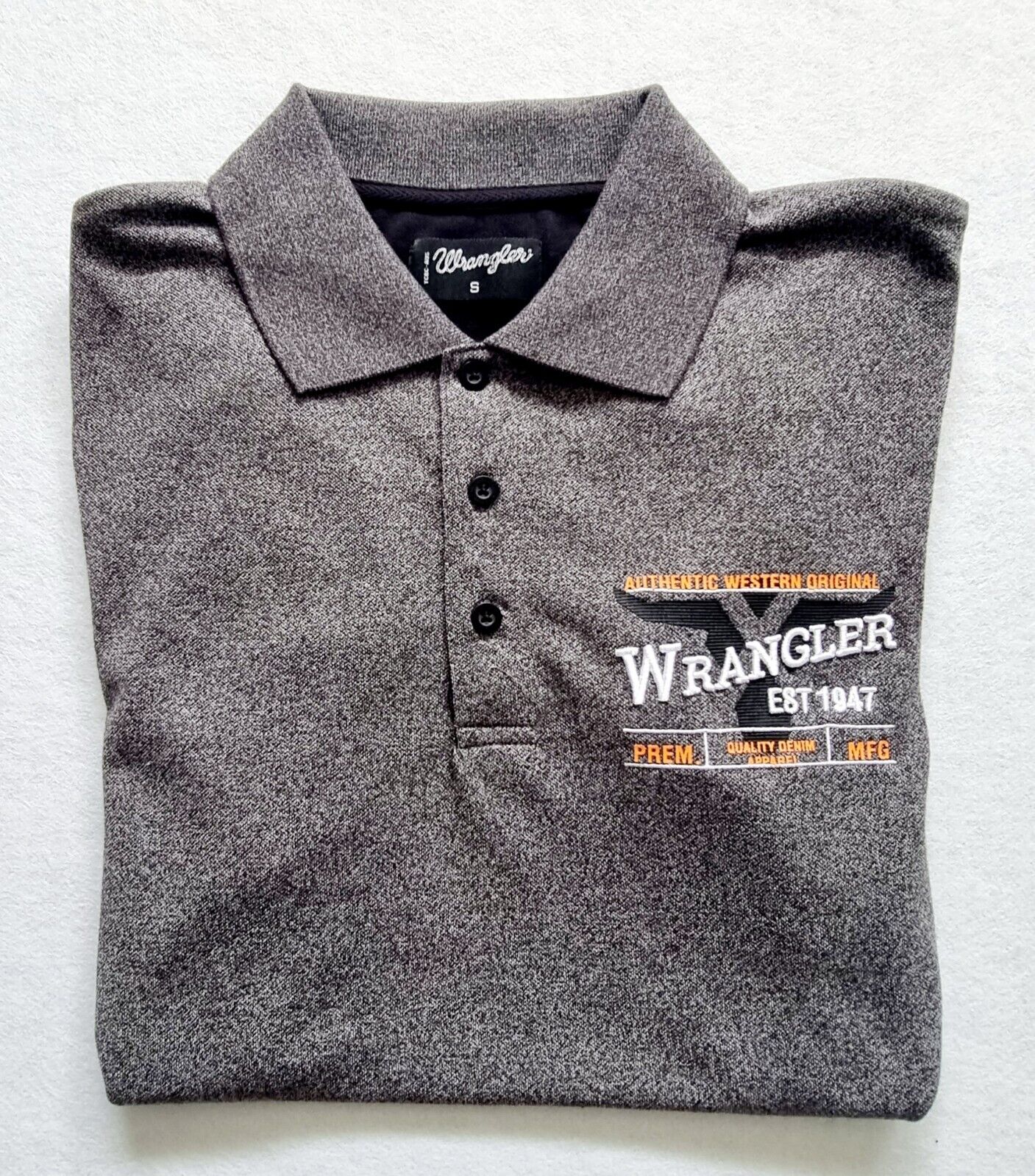 WRANGLER MEN’S PARKSIDE SHORT SLEEVE POLO - CHARCOAL SIZE SMALL NWT RRP $79