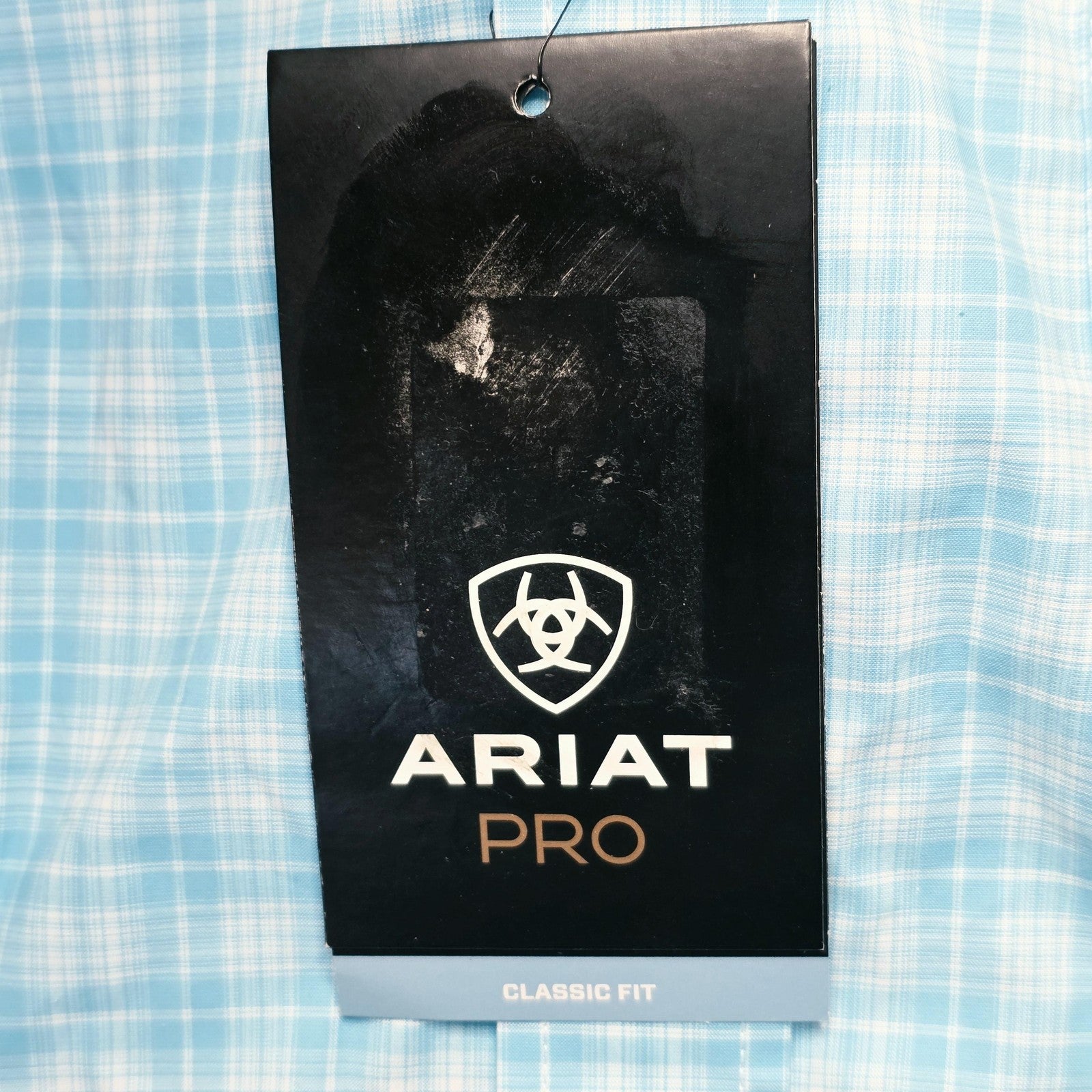 Ariat Pro Series Shirt Mens M Blue Check Short Sleeve Button Up Classic Fit