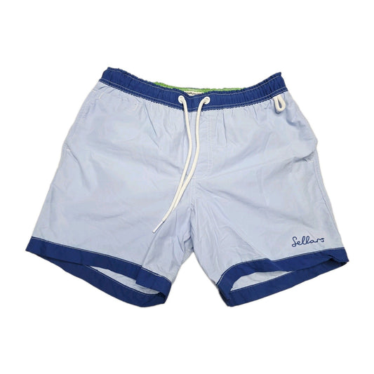 RB Sellars Shorts Men's 34 Blue Swim Elastic Waist Drawstring Mesh Lined Bermuda