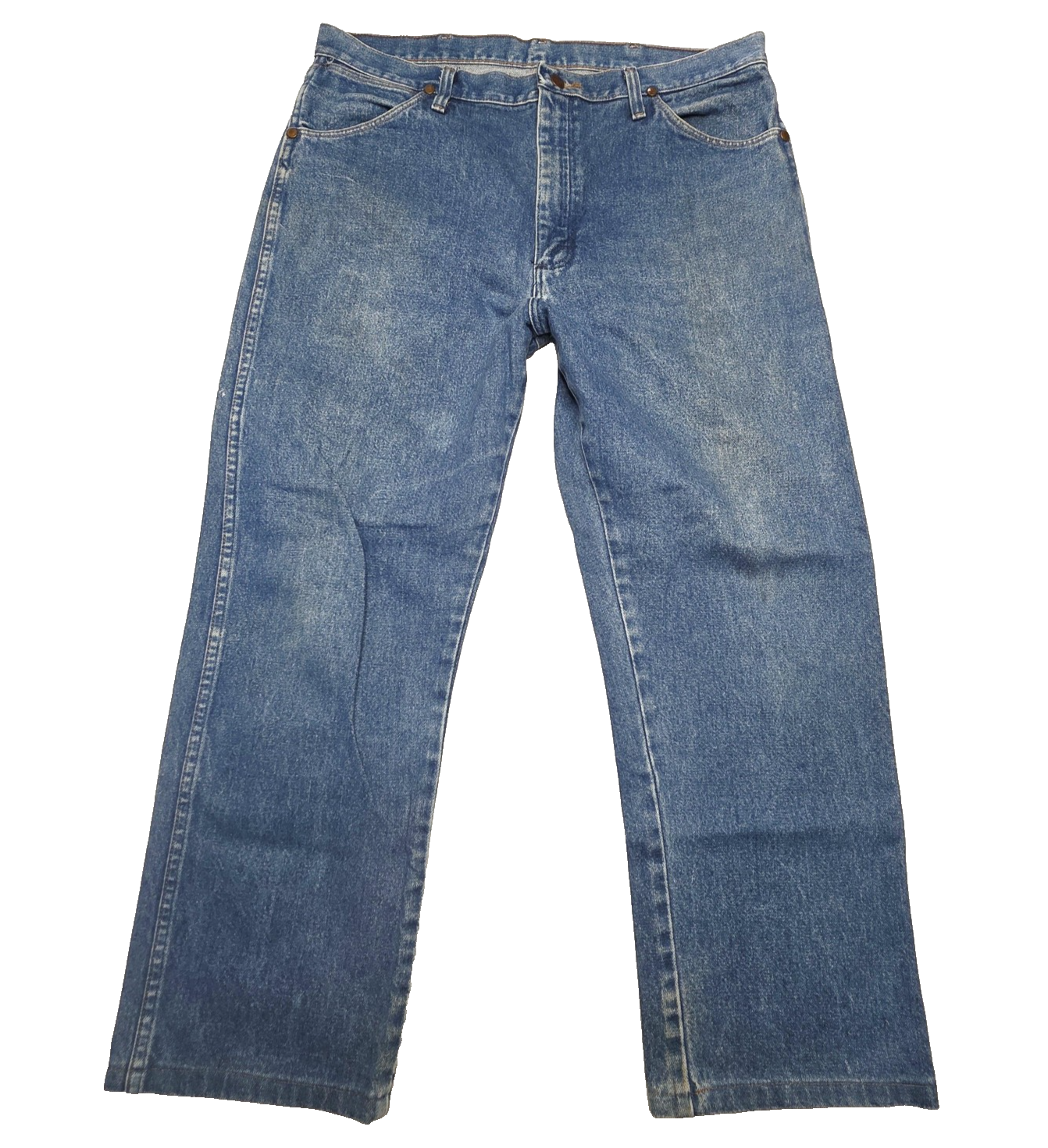Wrangler Jeans Men's 36x27 Blue Straight Regular Denim Logo Zip Fly 13MWZPW