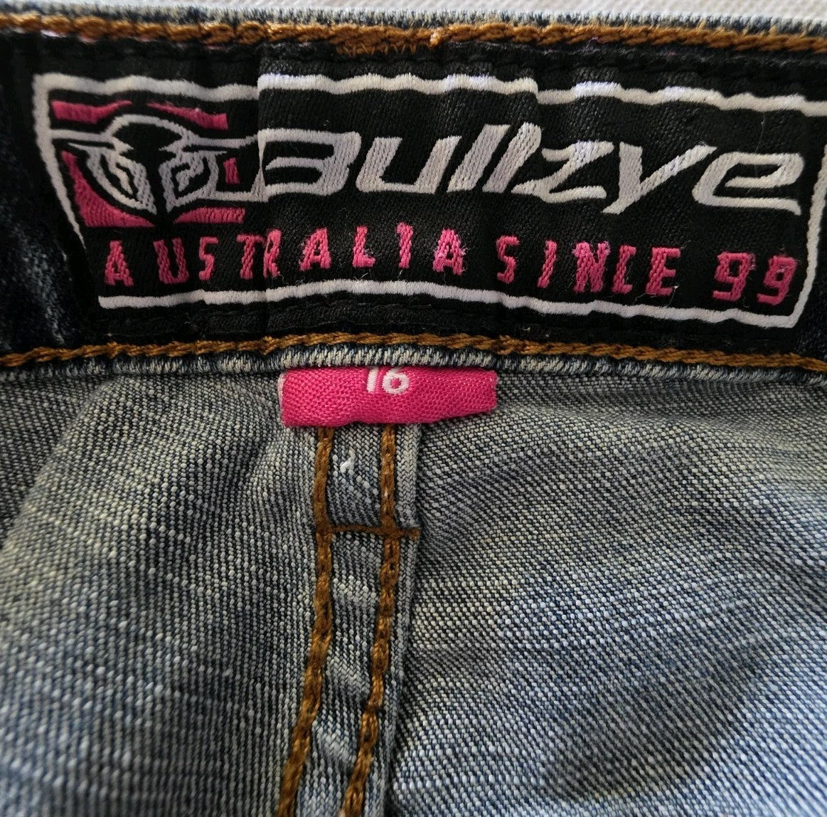 Bullzye Isabel Mid Rise Denim Shorts Ladies Size 16