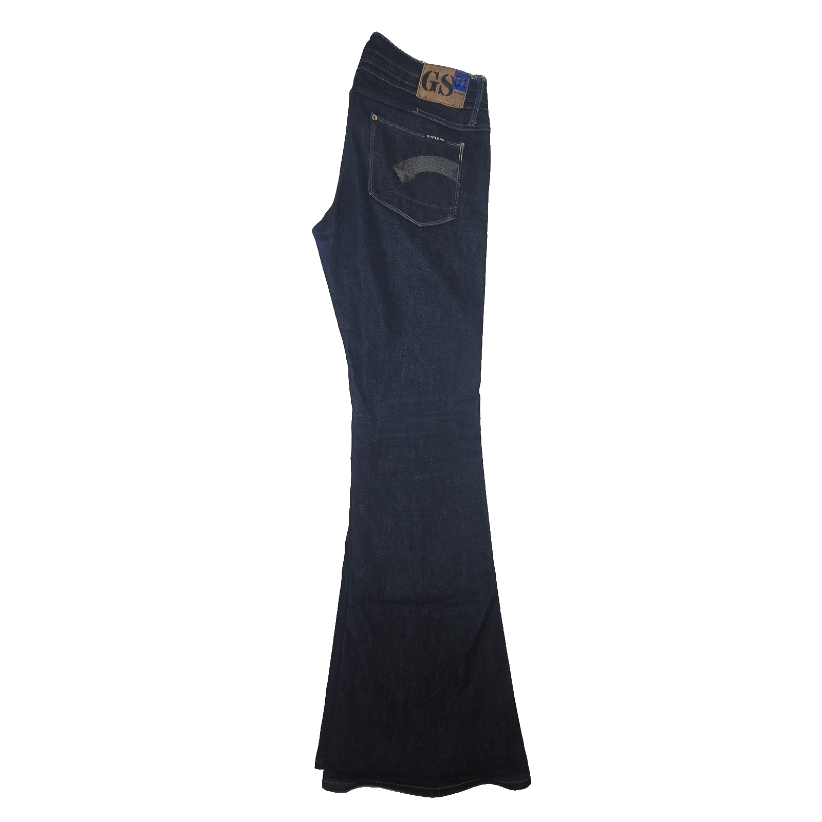 G-Star Jeans Women's 31x30 Blue Dark Wash Heller Mid waist Bell Flared Zip Fly