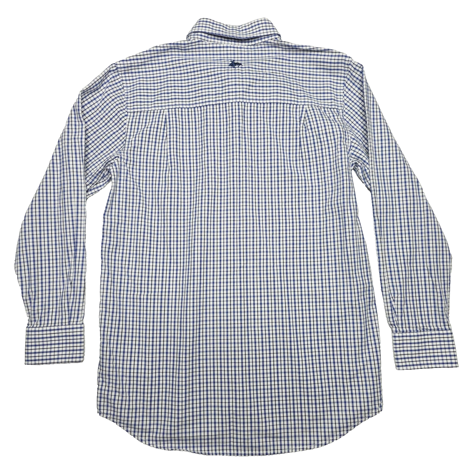 R.M. Williams Colts Shirt Boys 10 Blue Gingham Long Sleeve Button Up Pockets