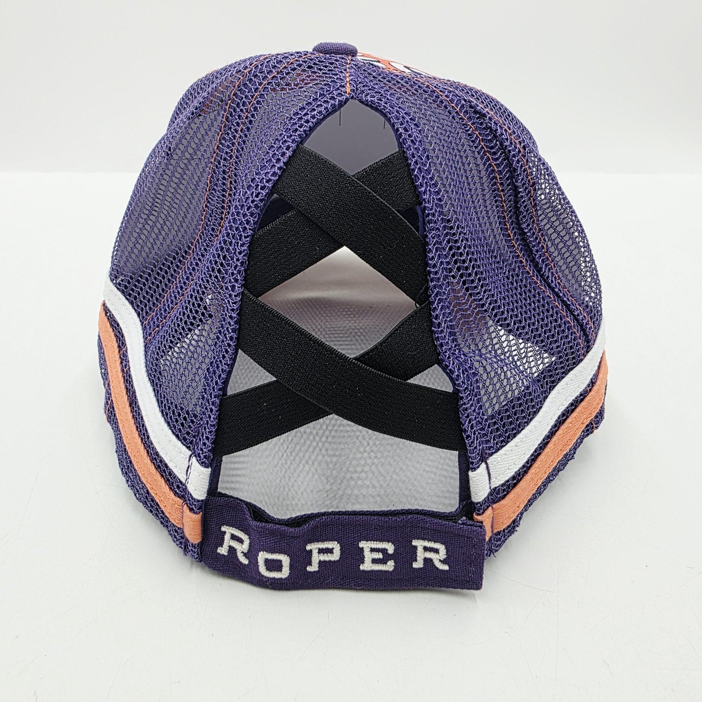 Roper Womens Trucker Cap Hat One Size Purple Orange Leopard Print Mesh Ponytail