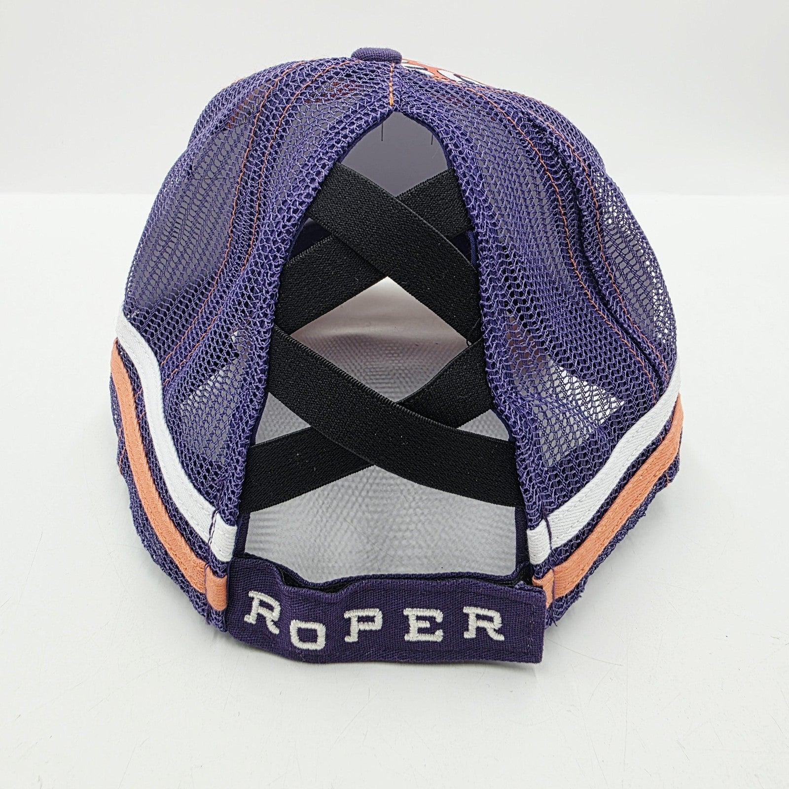 Roper Womens Trucker Cap Hat One Size Purple Orange Leopard Print Mesh Ponytail