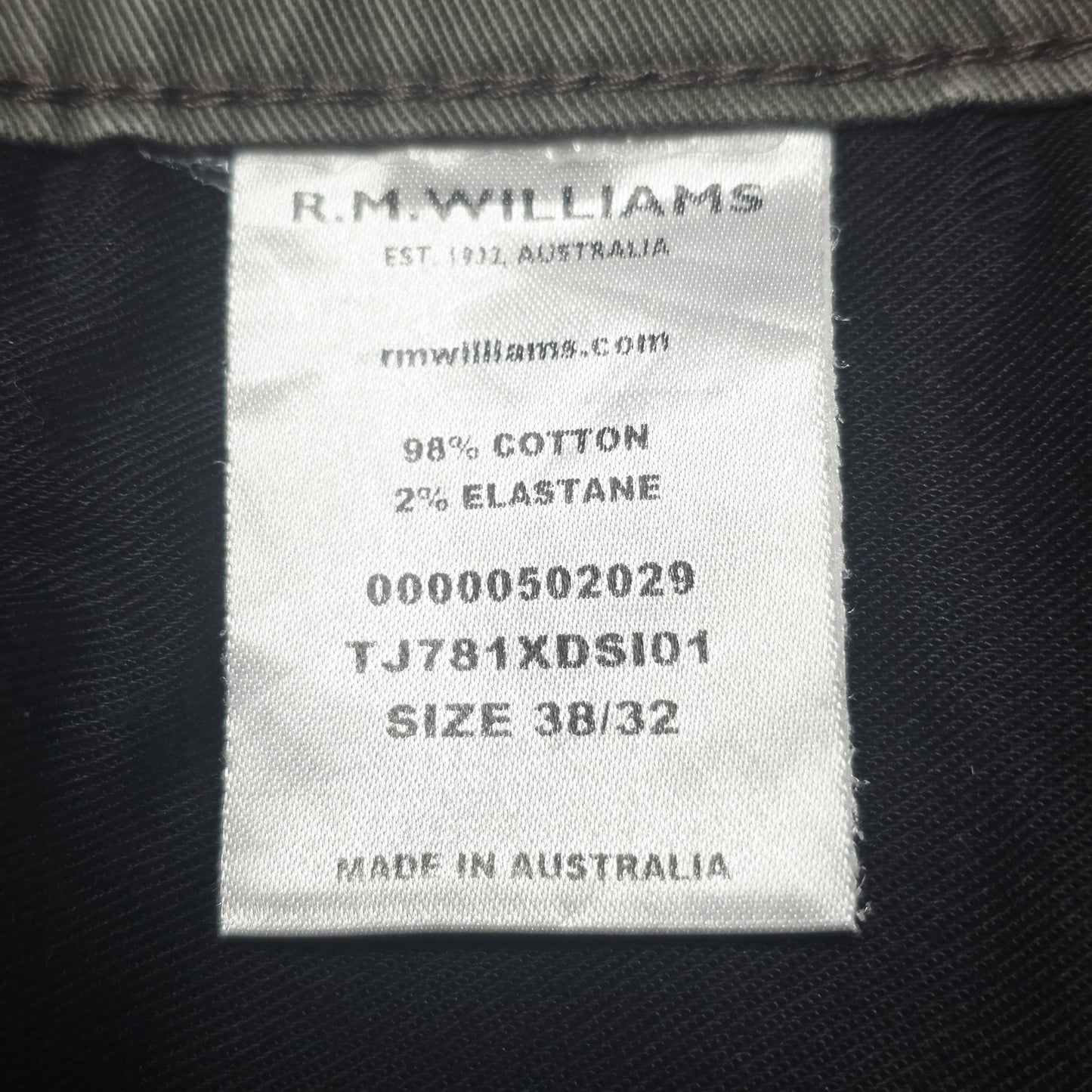 R.M. Williams Jeans Men's 38x32 Brown Straight Regular Stretch Denim TJ781XDSI01