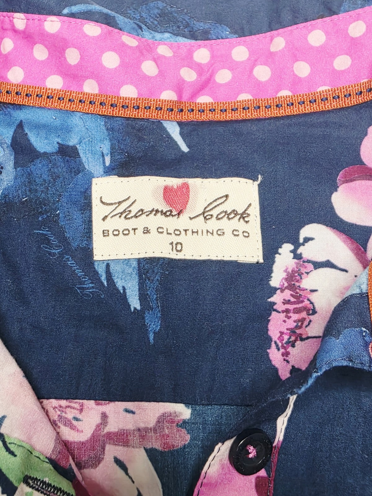 Thomas Cook Shirt Womens 10 Multicolour Floral Cotton Linen Button Up Summer
