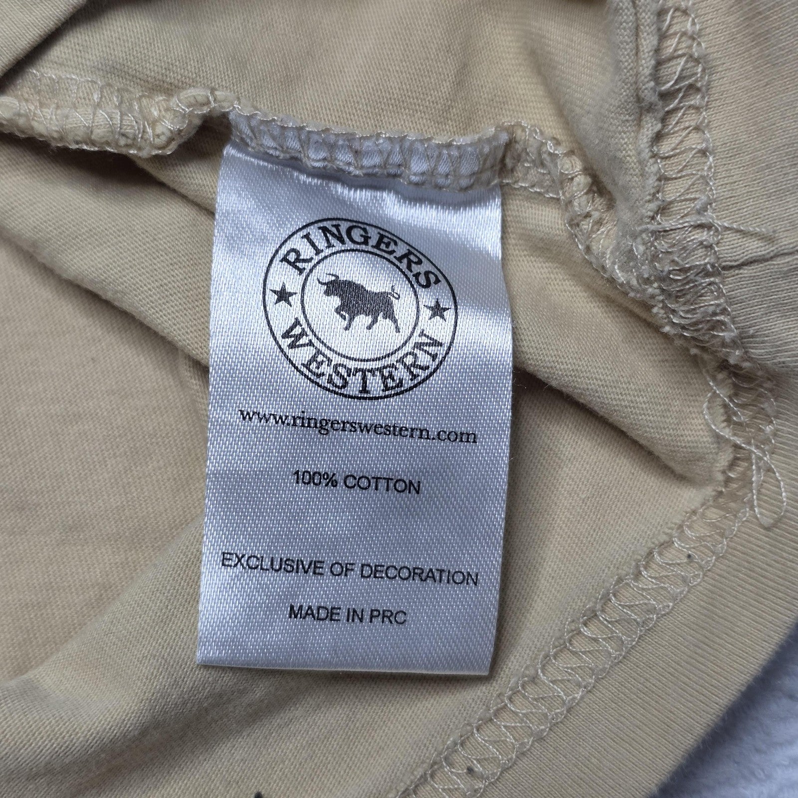 Ringers Western Shirt Men's S Beige Boar Hunting Graphic Loose Fit Cotton