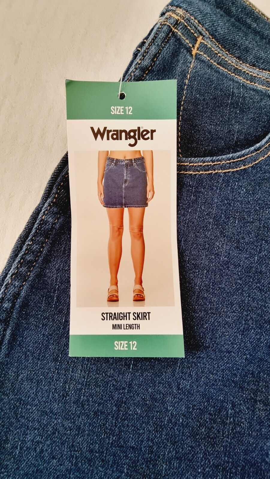 Wrangler Dark Rinse Straight Mini Denim Skirt Ladies Size 12 New With Tags