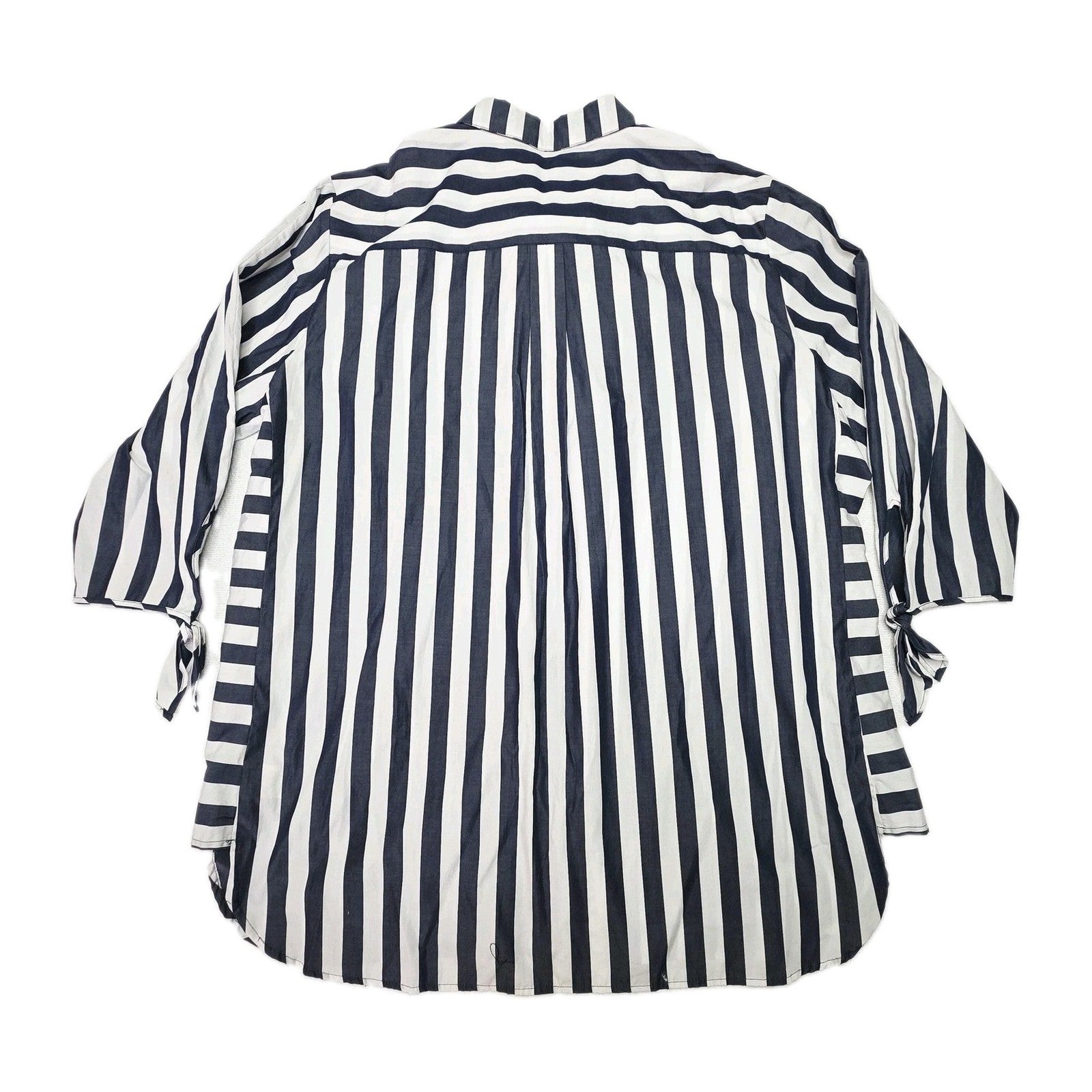 Thomas Cook Shirt Women's 22 Blue 3/4 Sleeve Button Up Striped Tunic Cotton