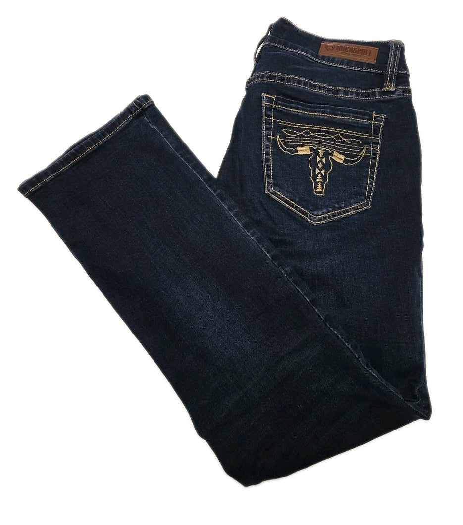 Rock & Roll Denim Jeans Woman's 29 Blue Wash Mid Rise Bootcut Stretch 29x30