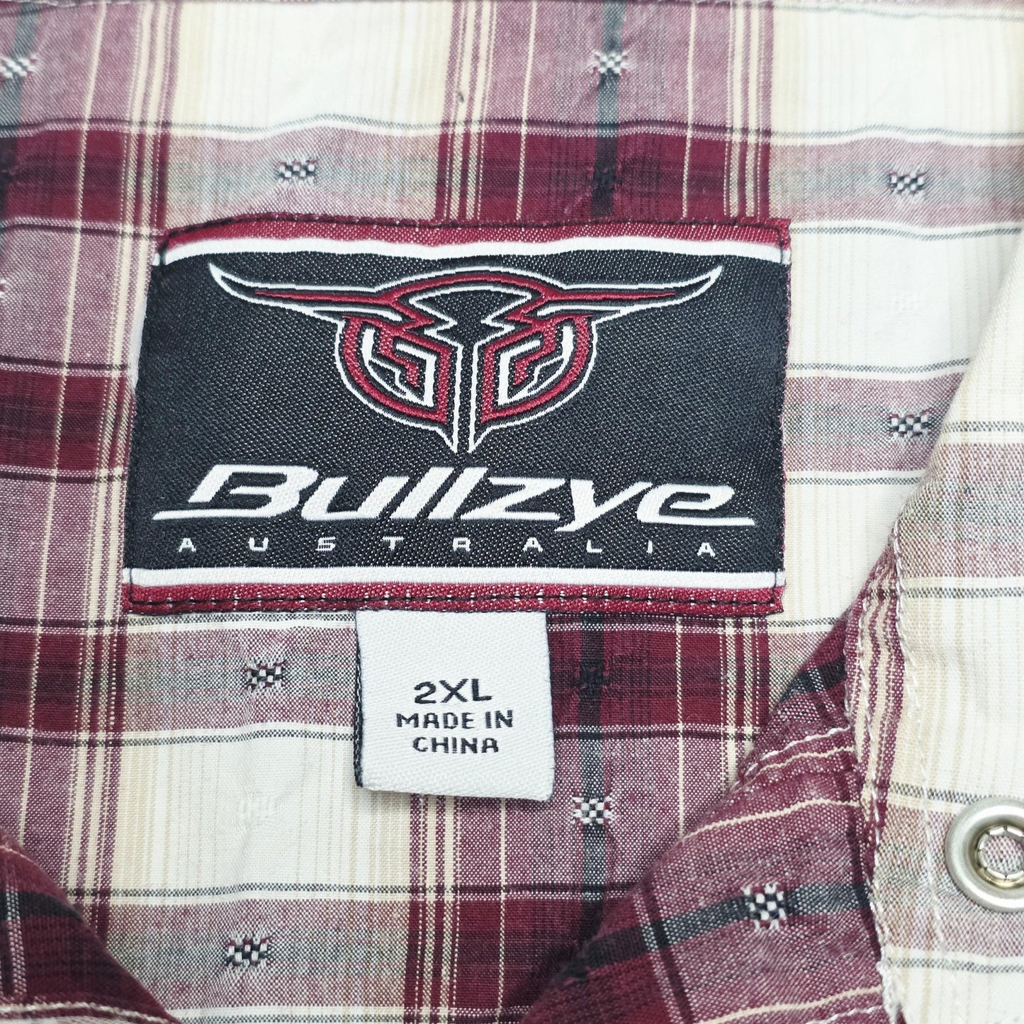 Bullzye Shirt Mens 2XL Red Plaid Long Sleeve Snap Front Western Casual Country