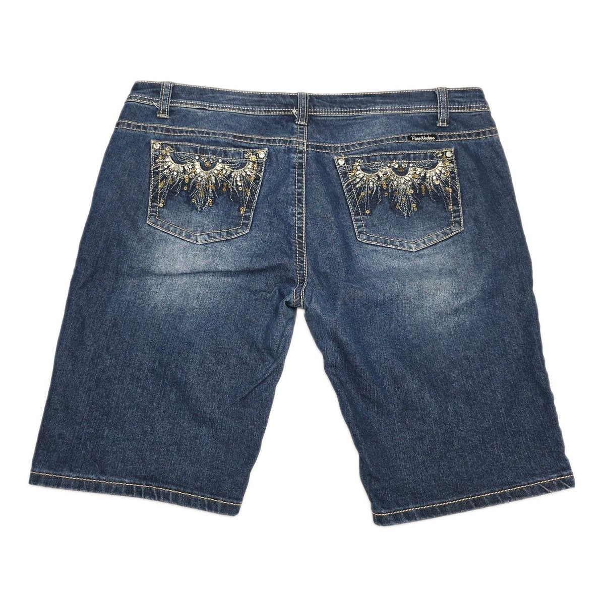 Pure Western Shorts Women's 16 Blue Denim Bermuda Zip Fly Pockets Casual Summer