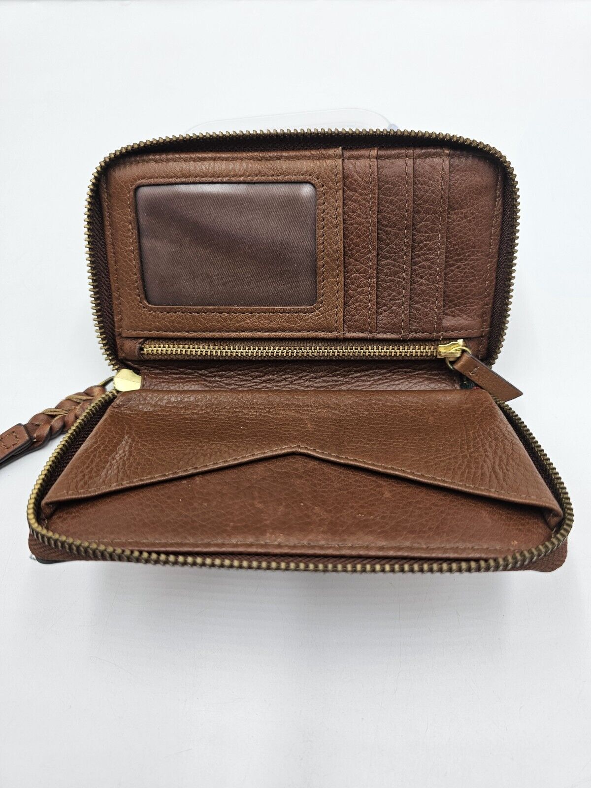 Fossil Leather Zip Around Wristlet Wallet