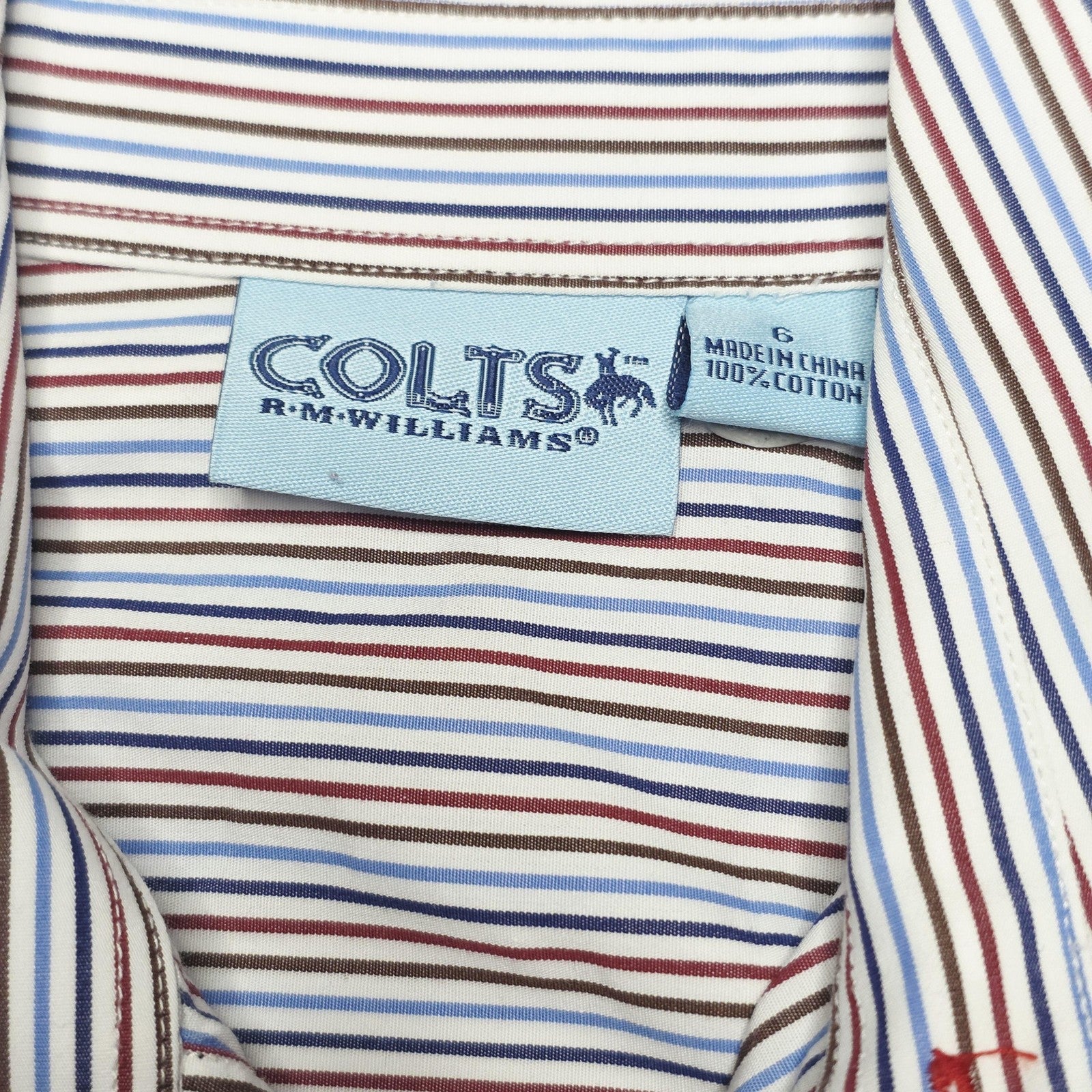 R.M. Williams Shirt Boys 6 Multicoloured Striped Long Sleeve Button Up Cotton