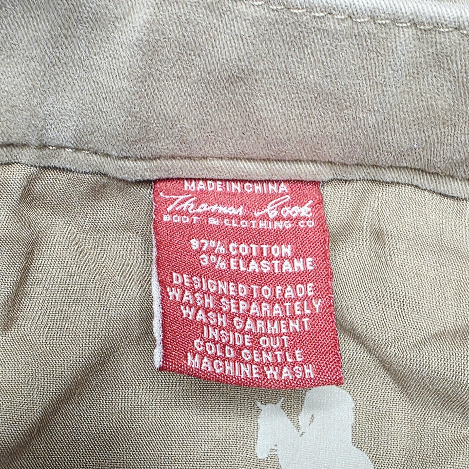 Thomas Cook Jeans Mens 44x32 Beige Straight Relaxed Comfort Waist Stretch Denim