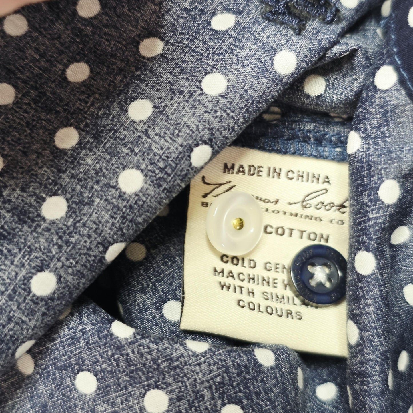 Thomas Cook Shirt Women's 10 Blue Long Sleeve Button Up Polka Dot Cotton Top