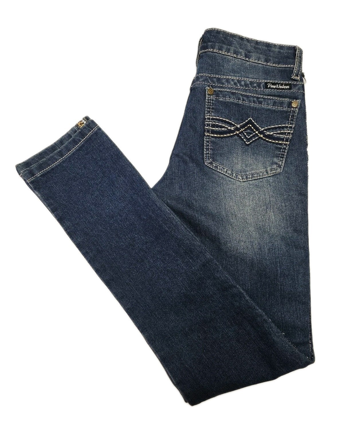 Pure Western Jeans Women's 6 Blue Skinny Stretch Denim Embroidered Debbie