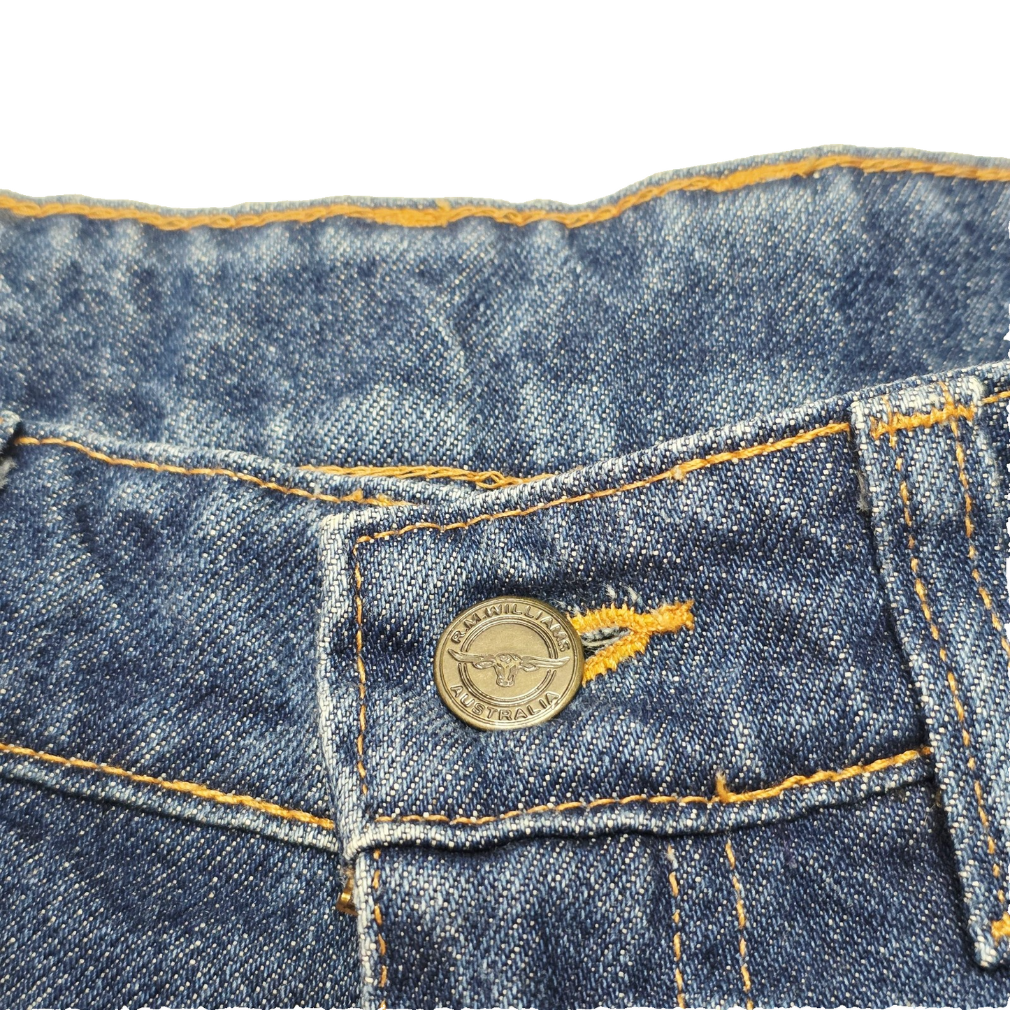 R.M. Williams Jeans Men's 34R Blue Straight Regular Cotton Denim Zip Fly TJ759