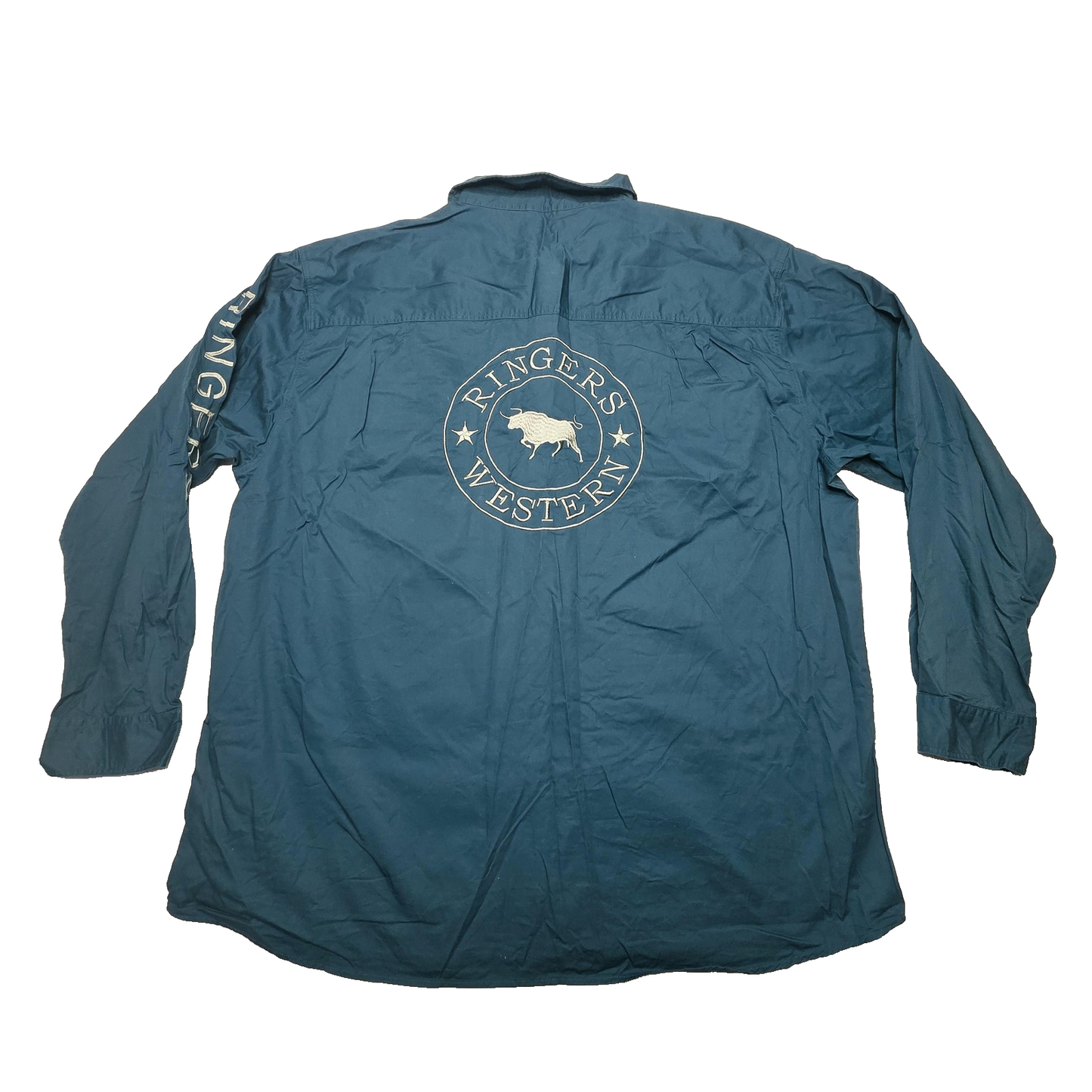 Ringers Western Hawkeye Shirt Mens 4XL Teal Loose Fit Long Sleeve Western