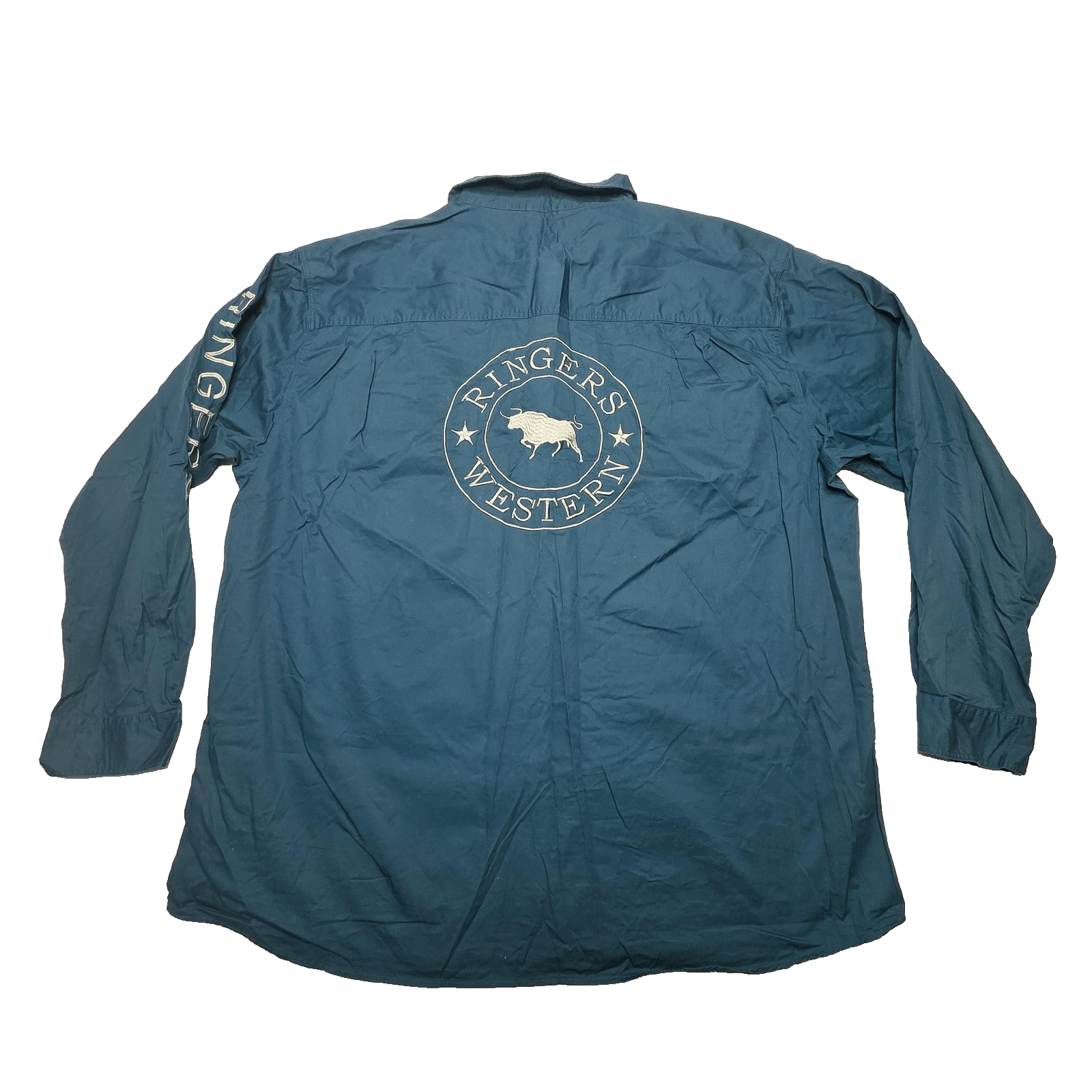 Ringers Western Hawkeye Shirt Mens 4XL Teal Loose Fit Long Sleeve Western