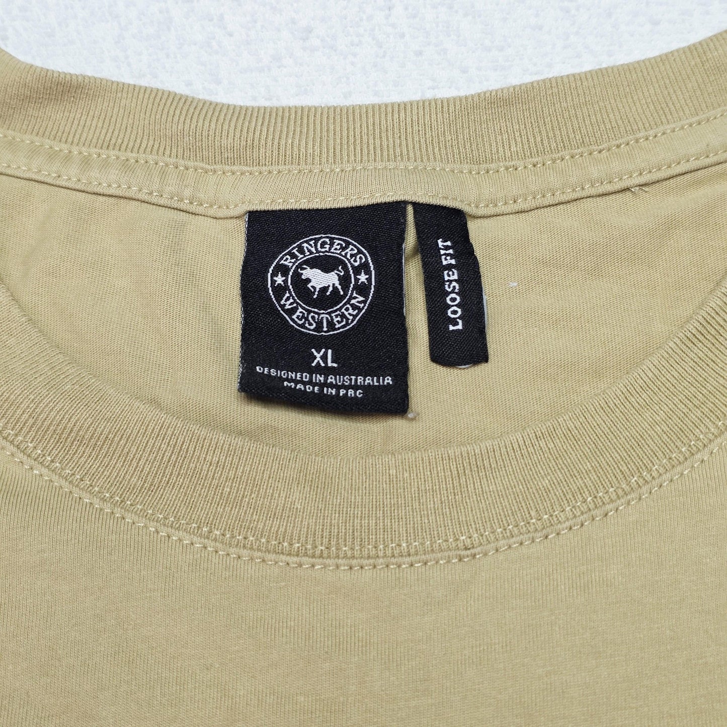 Ringers Western Shirt Men's XL Beige Logo Short Sleeve Loose Fit Cotton Tee