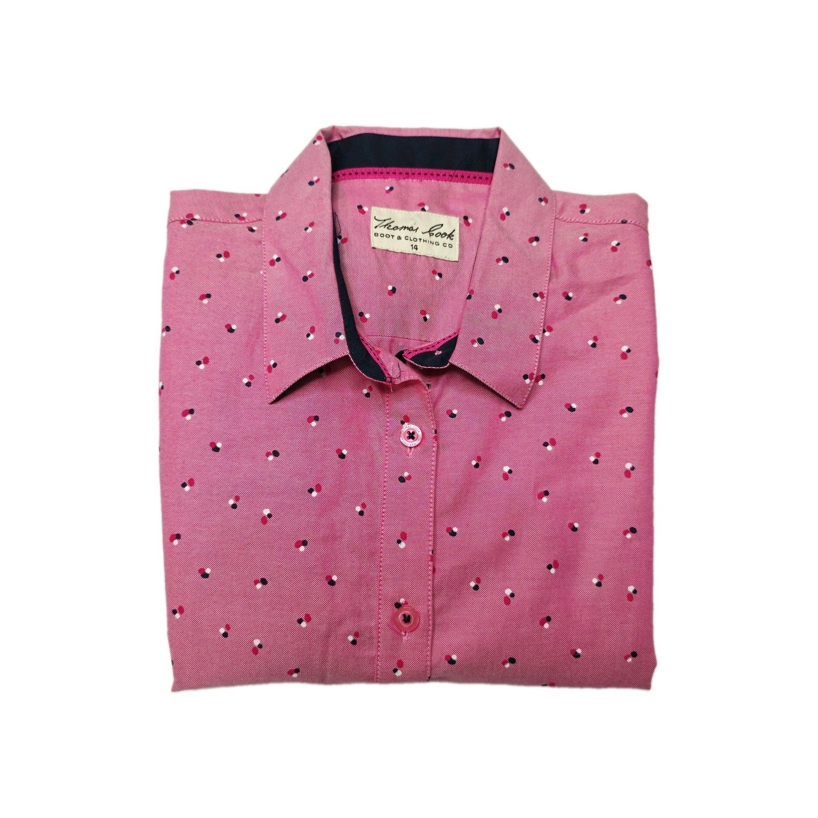 Thomas Cook Shirt Girls 14 Pink Long Sleeve Button Up Polka Dot Riding Western