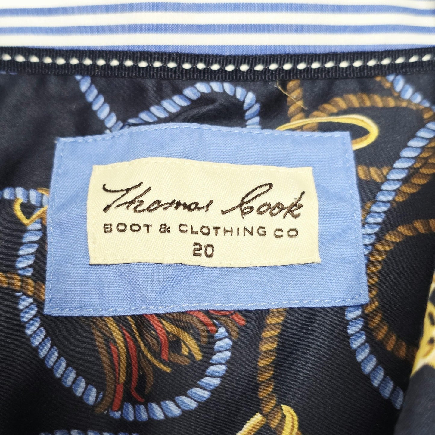 Thomas Cook Shirt Women's 20 Navy Long Sleeve Button Up Rope Tassel Horse Print