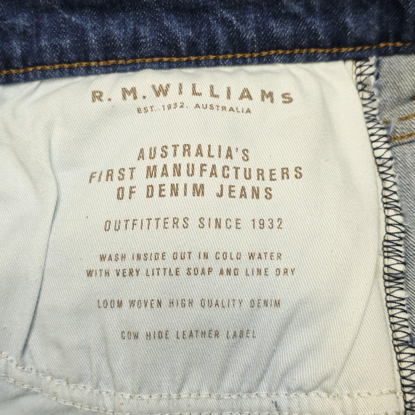 R.M. Williams Jeans Men's 34x31 Blue Straight Regular Stretch Denim TJ275DX1A01
