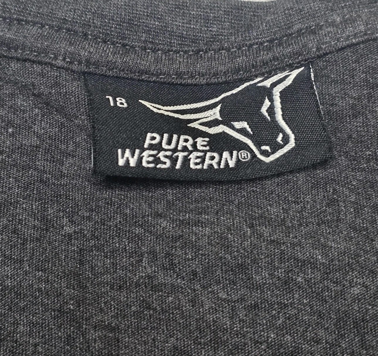 Pure Western T-Shirt Women's 18 Grey Sunflower Logo Cotton Polyester Crew Neck