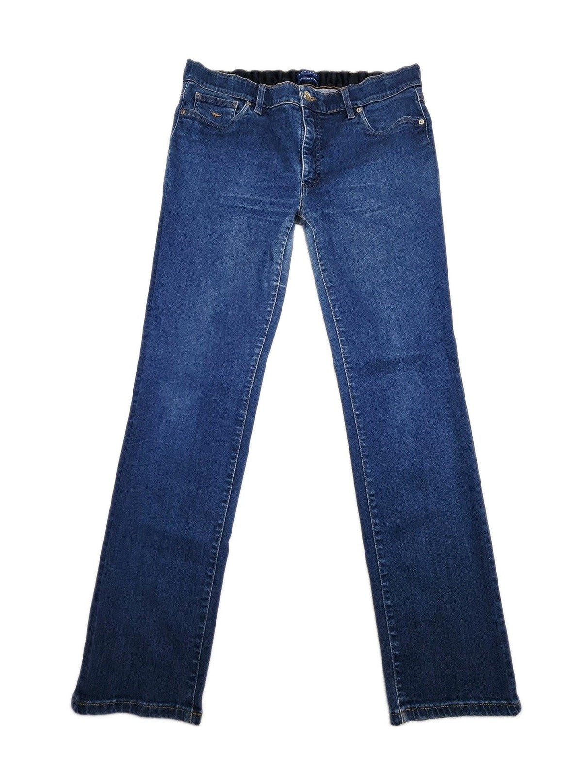R.M. Williams Jeans Women's 34x31 Blue Straight Stretch Denim Elastic Waist Logo