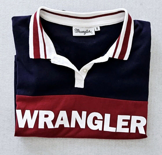 Wrangler Retro Logo Collard Crop Shirt Ladies Size 8