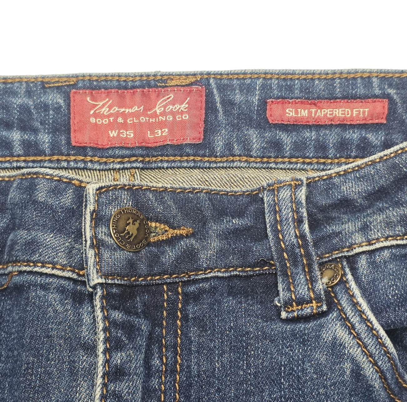 Thomas Cook Boot & Clothing Co Jeans Mens Fits 35x27 Blue Slim Tapered