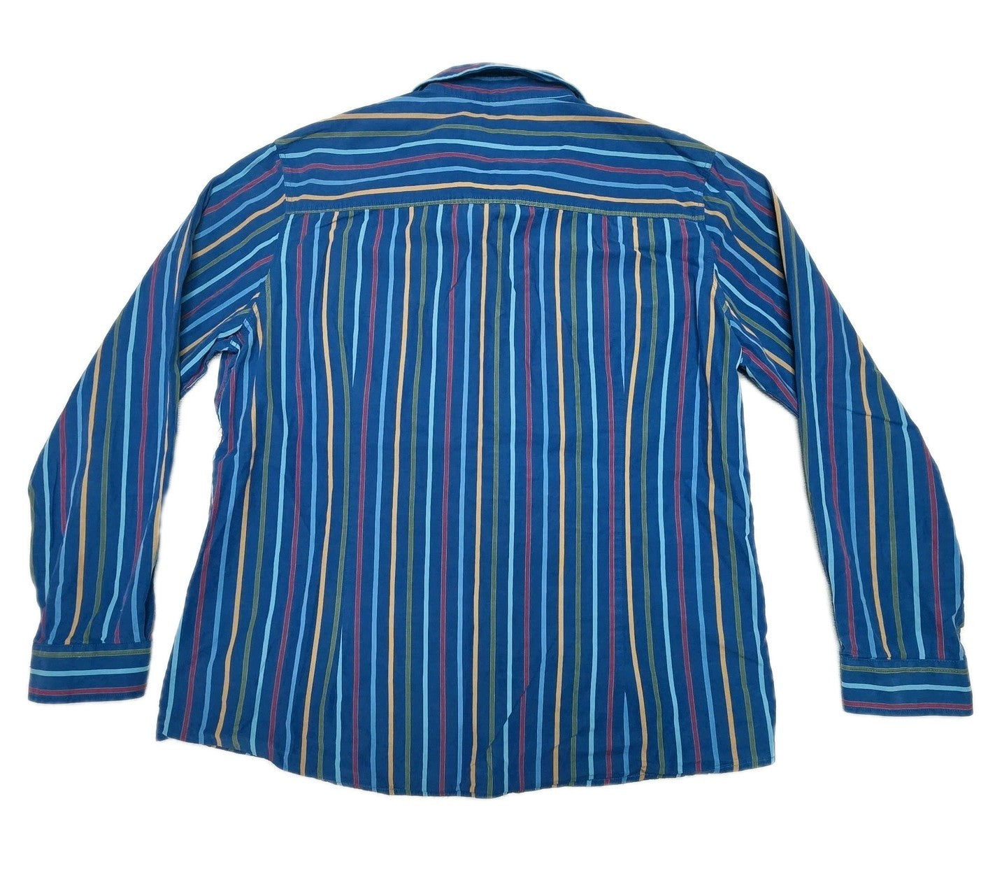 Ringers Western Shirt Women's 18 Blue Striped Long Sleeve Snap Cowboy Cotton