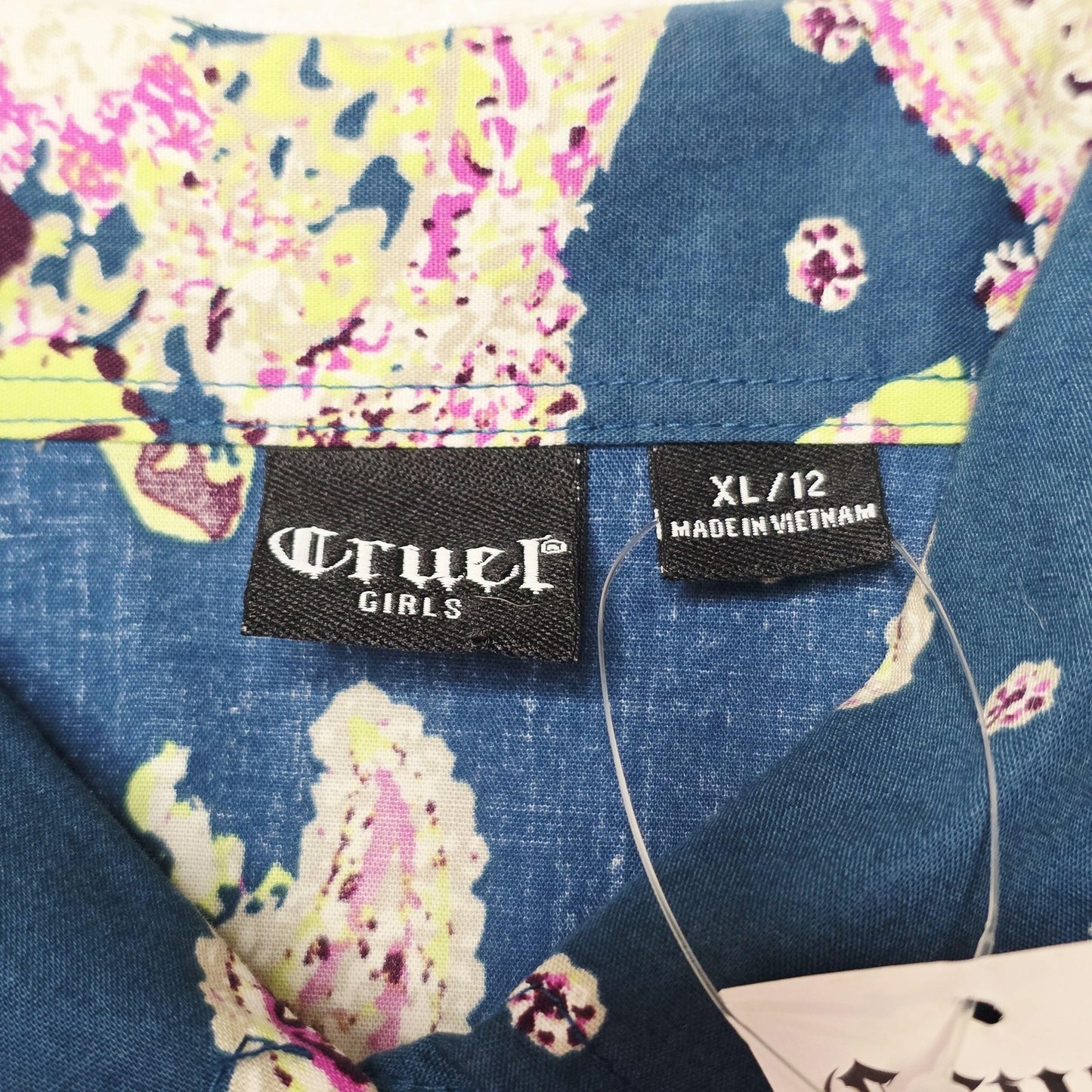 Cruel Girl Shirt Girls 12 Teal Long Sleeve Button Up Paisley Print Western Top